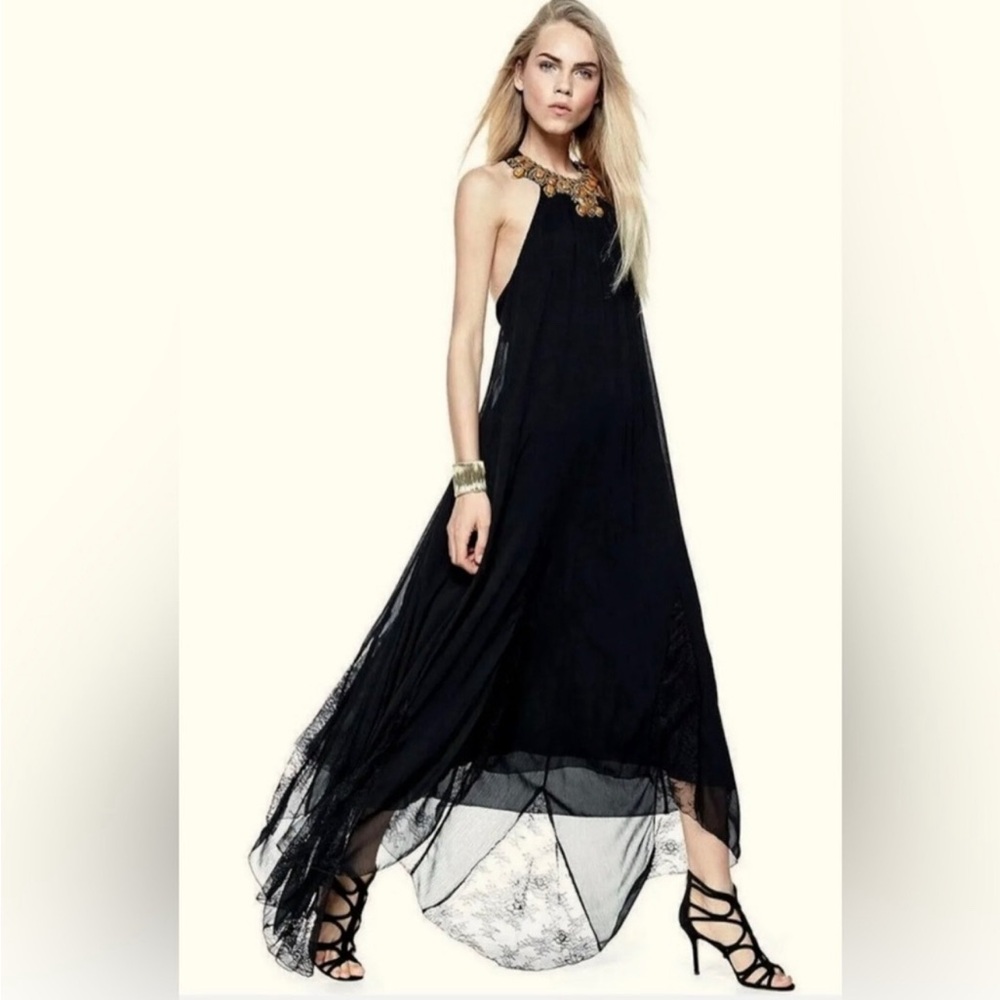ALICE + OLIVIA // SZ M // Ravi Embellished Chiffon Maxi Dress // retail $698